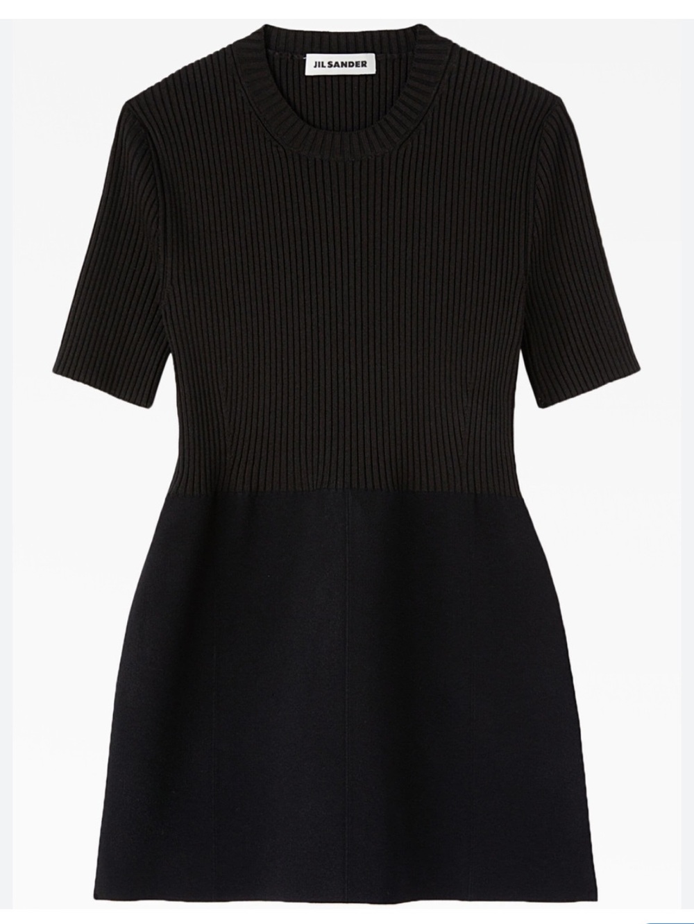 Jil Sander Black Ribbed Knit Mini Dress